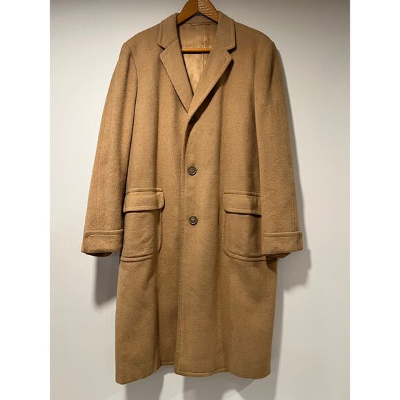 Vintage Wool Winter Trench Coat Vicuna Brown Made in Honk Kong Sz 44 Bespoke JL - Picture 1 of 15